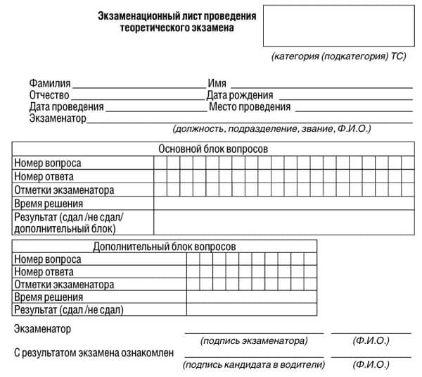 купить лист сдачи теоретического экзамена ПДД в Пустошке